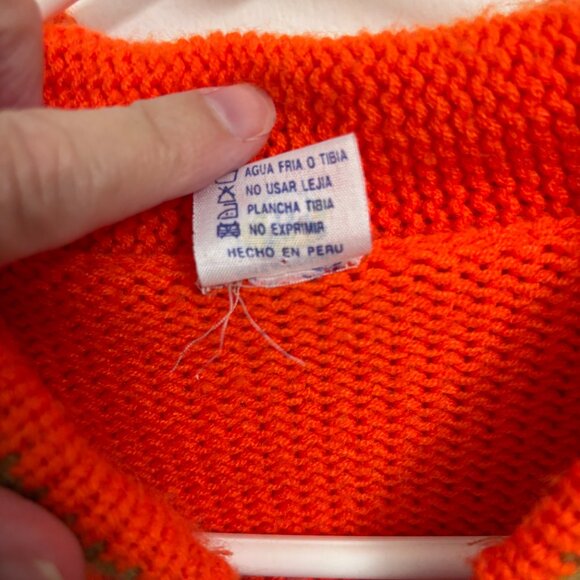 Vintage Peru Knit Kids Sweater Jacket Hoodie Zip Front 1980s - Picture 7 of 14